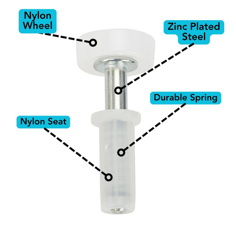 Harrier Hardware Spring-Loaded Bi-Fold Door Top Roller Guide Wheel, 4-Pack - Image 5